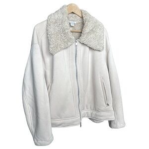 Athleta Cream Sherpa Lined Zip Jacket | 2X | Cozy Fleece